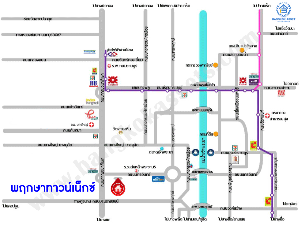*****ทาวน์เฮ้าส์มือสองนนทบุรี โครงการ พฤกษาทาวน์ เน็กซ์ ติวานนท์-พระราม5 เนื้อที่ 19.3 ตร.ว. ฟังก์ชัน 3 ห้องนอน 2 ห้องน้ำ 2 ที่จอดรถ บ้านสวยพร้อมเข้าอยูบนทำเลแห่งการเดินทาง หน้าโครงการติดถนนนครอินทร์ เชื่อมต่อถนนกาญจนาภิเษก, ถนนราชพฤกษ์ ใกล้จุดขึ้นทางด่วน "กาญจนาภิเษก"